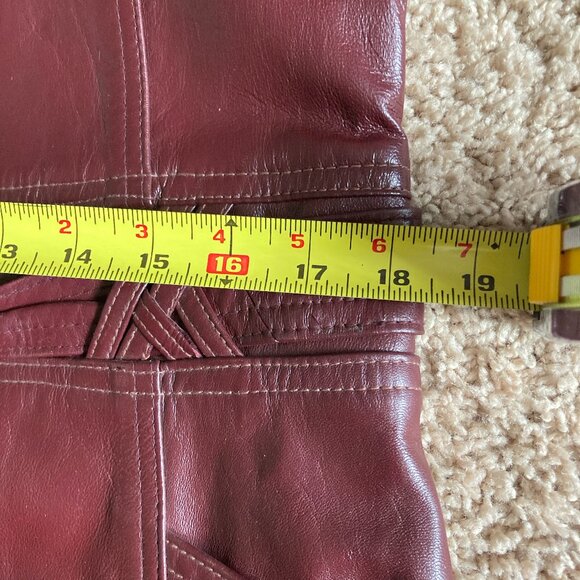 Vintage NWT 70s Leather Coat Trench Coat Sz 19-20 Office Daily Wear Boho Goth - Picture 11 of 15